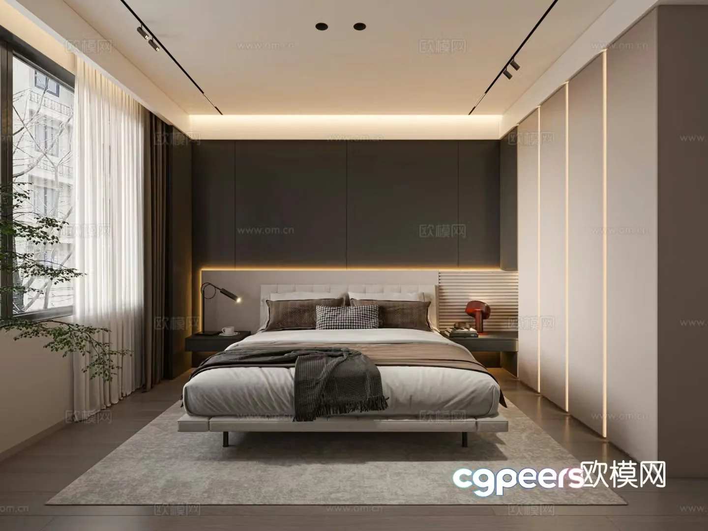 Italian bedroom premium gray bedroom 3d model