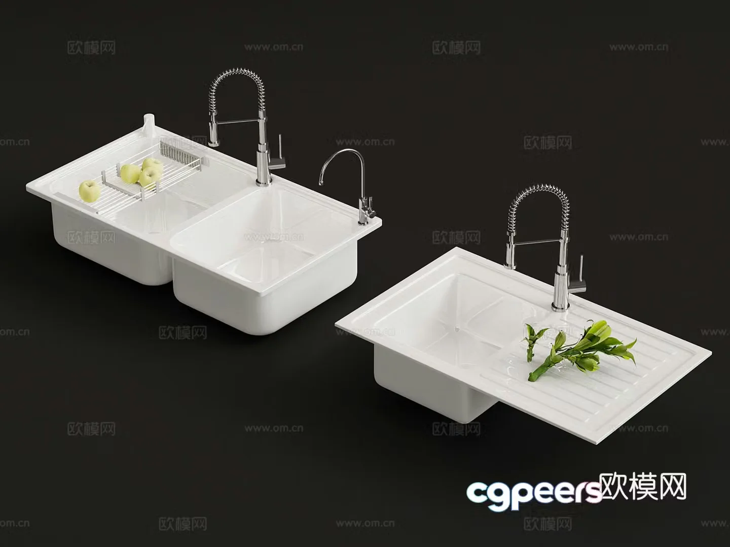 Modern vegetable wash pool large single tank undercounter basin 3D model