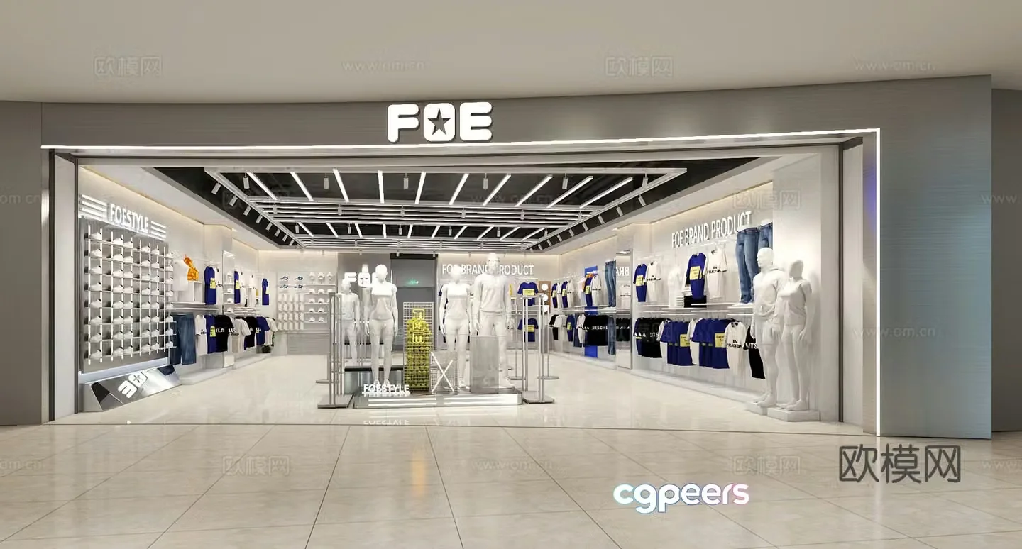 Modern clothing store trendy clothing store 3d model