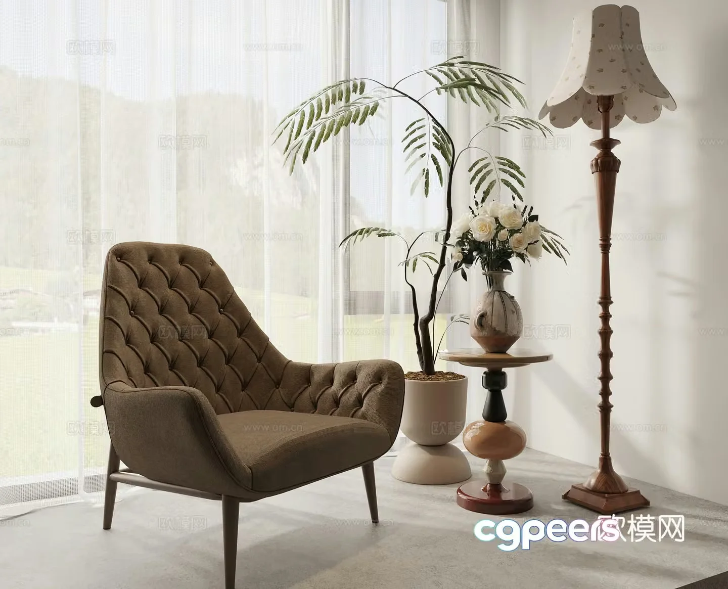 French casual chair 3D model