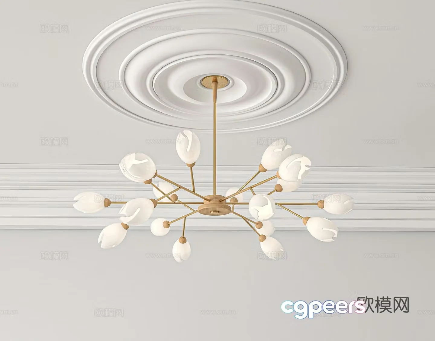 Log Cream Wind Chandelier 3d Model