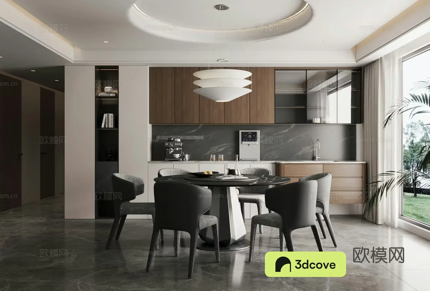 Italian minimalist restaurant Italian round dining table and chairs Modern minimalist restaurant