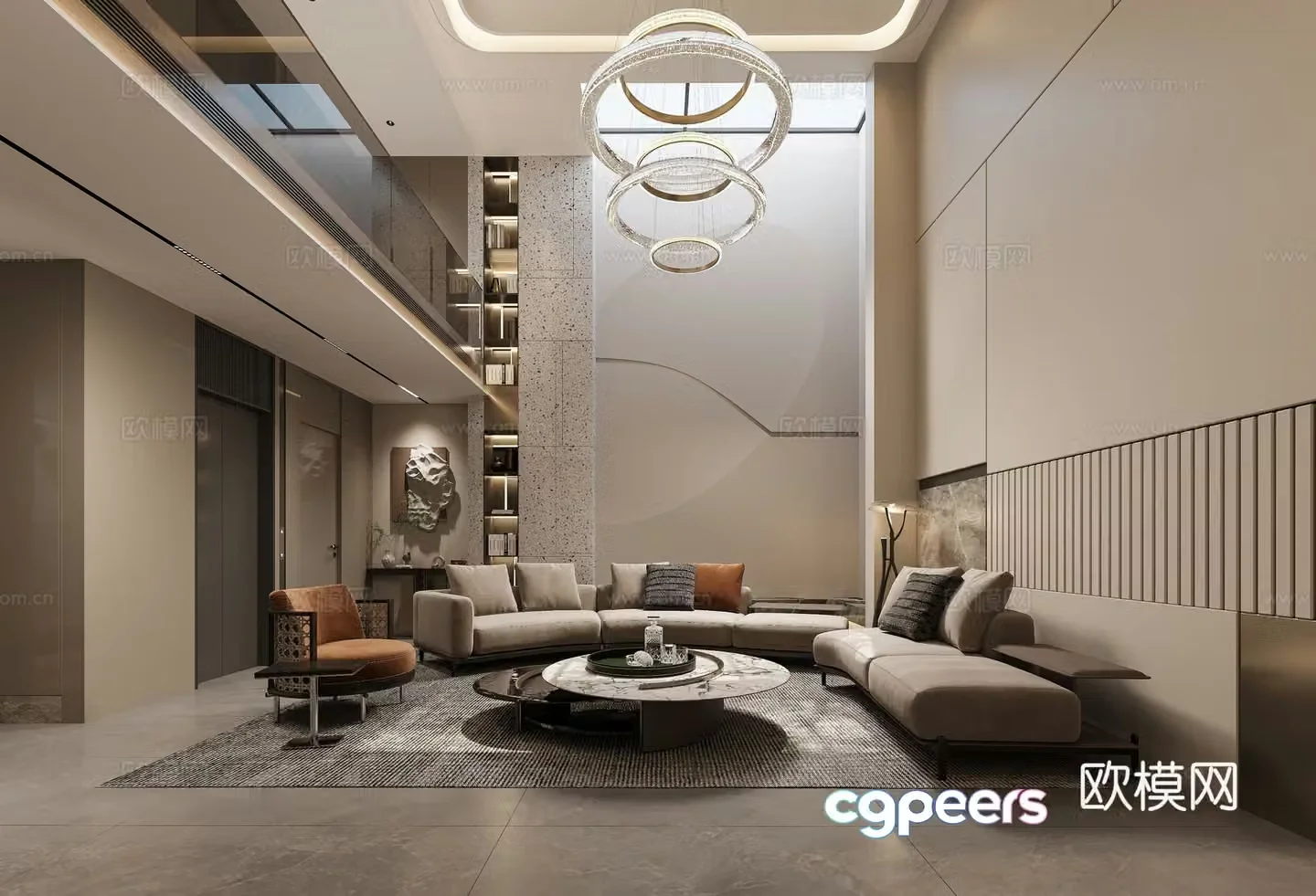 Modern villa living room 3d model