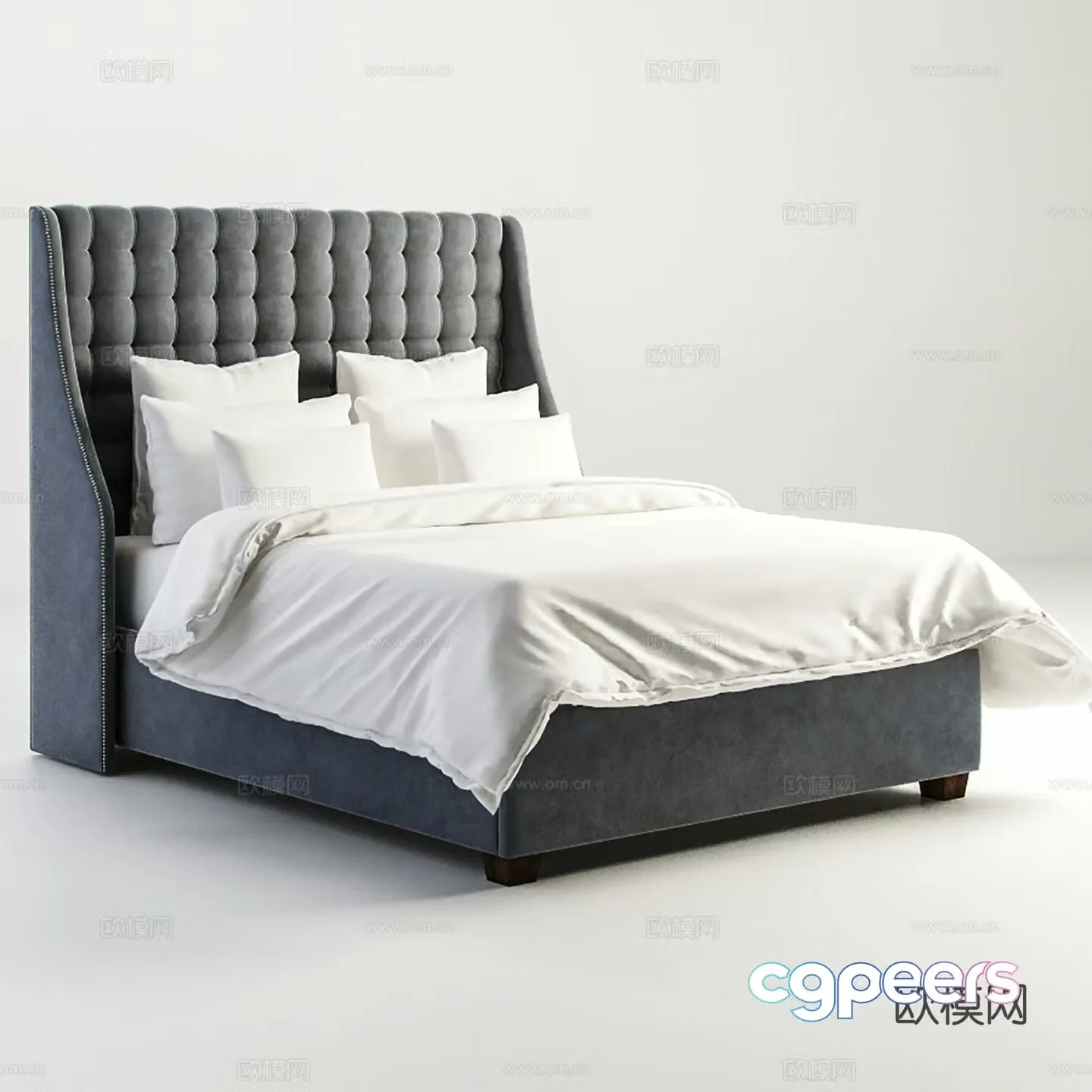 Modern double bed 3d model