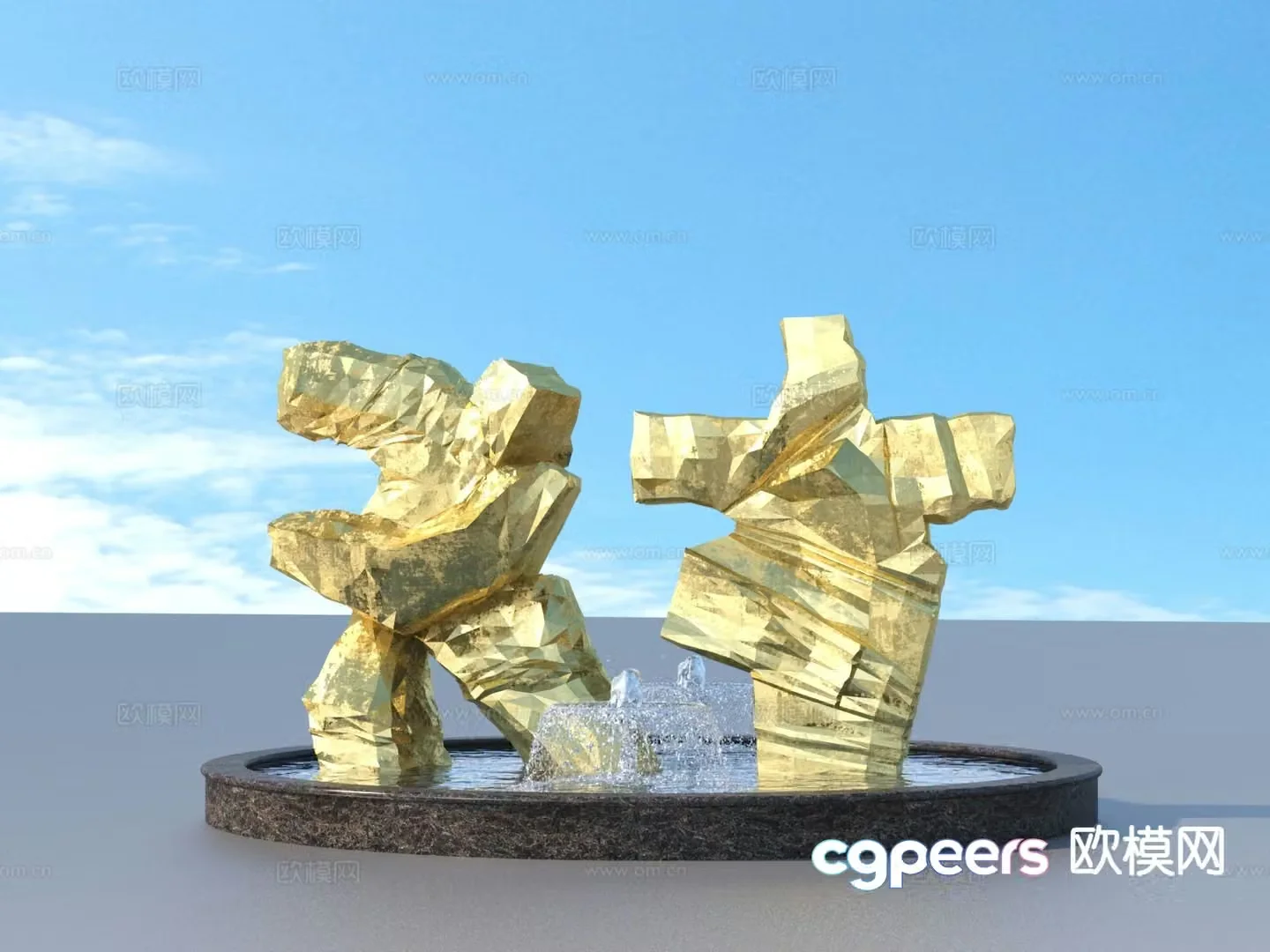 urban sculpture waterscape landscape sculpture 3d model