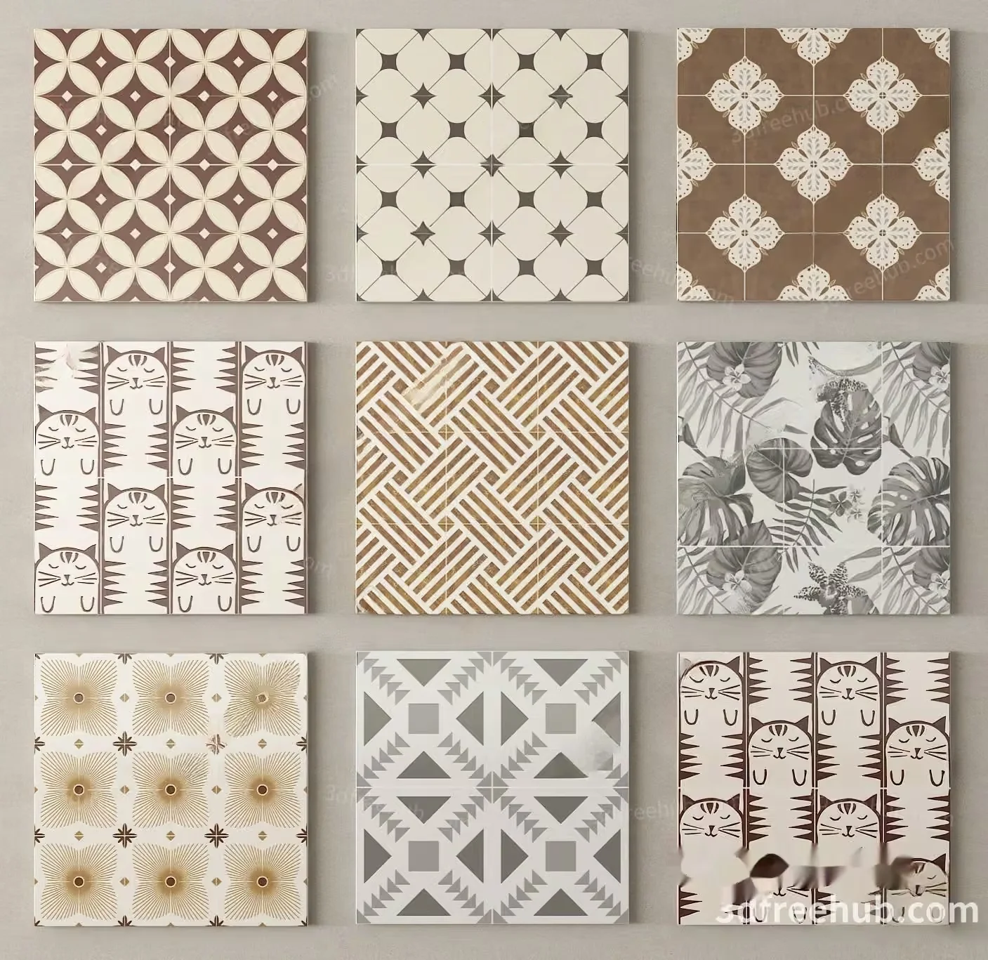 Modern Decorative Tiles 3D Model – 21162 – VRAY Render