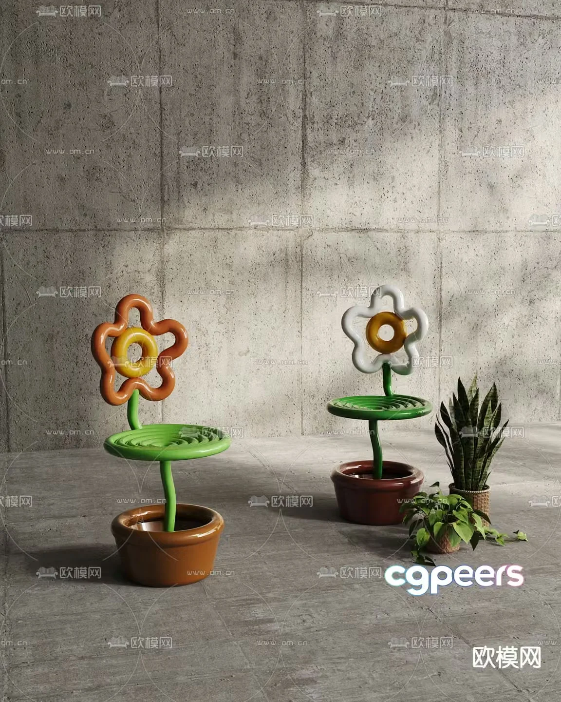 Flower chair children’s chair 3d model