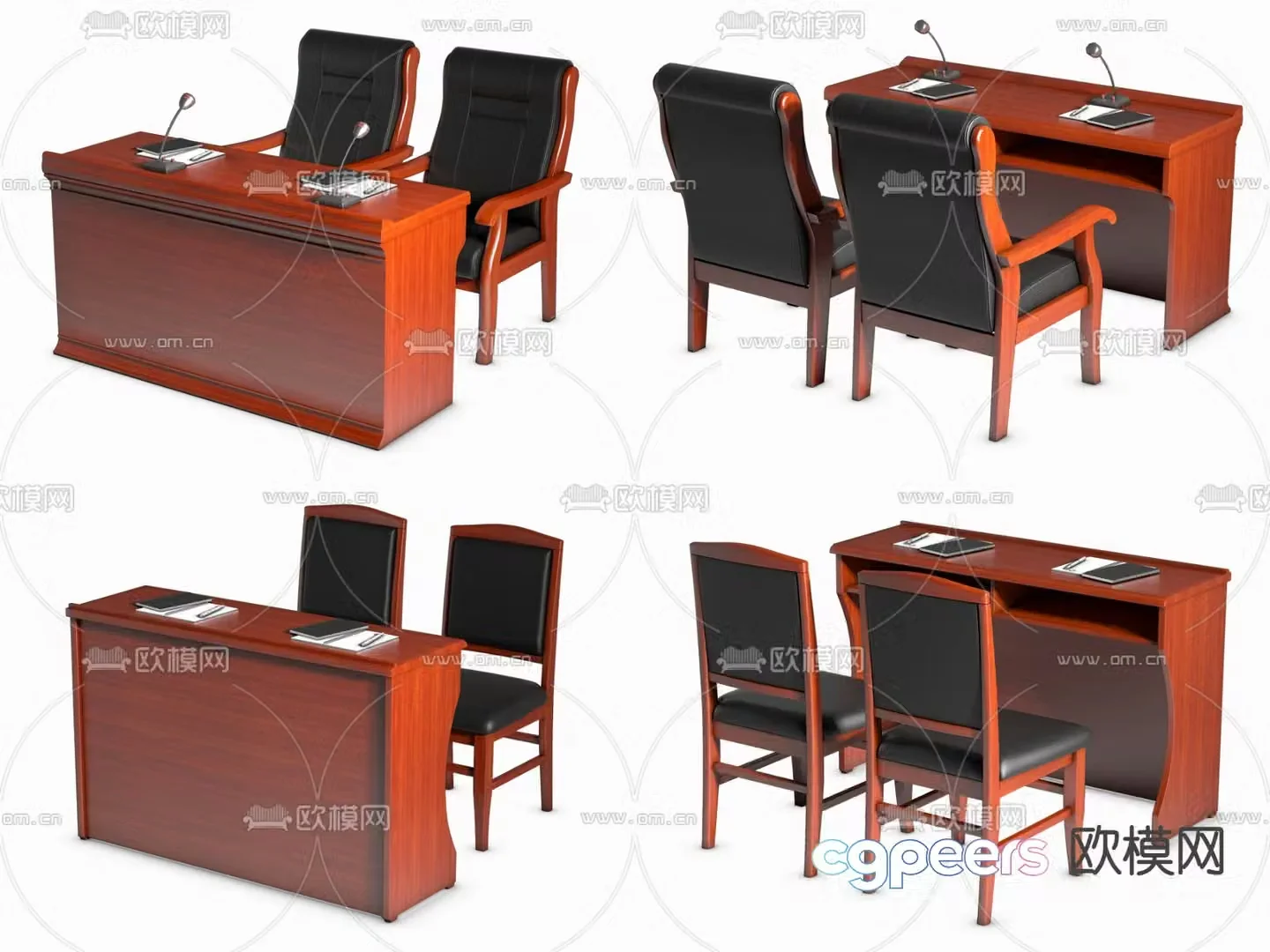 New Chinese style conference tables and chairs rostrum tables and chairs 3D model
