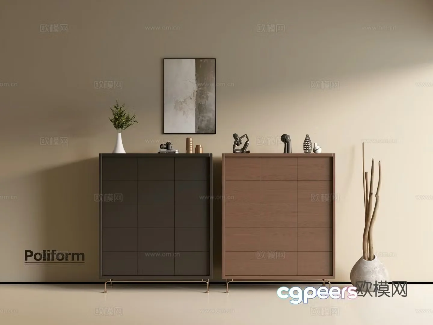 Modern wood grain cabinet ins wind minimalist wind cabinet whole cabinet sideboard balcony cabinet storage 3D model