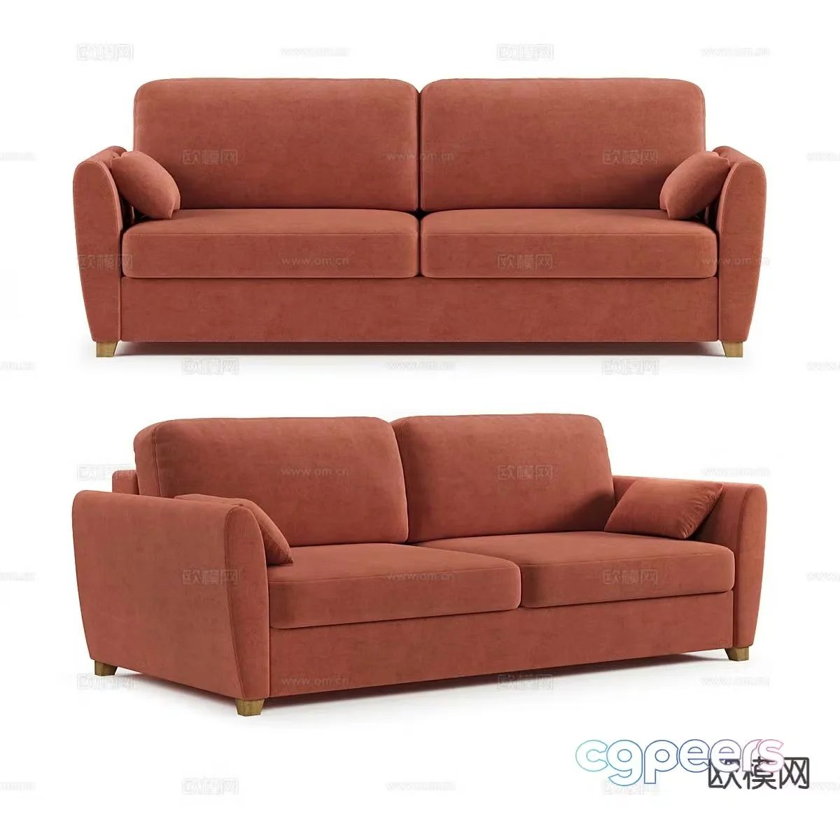 Modern double sofa living room sofa 3d model