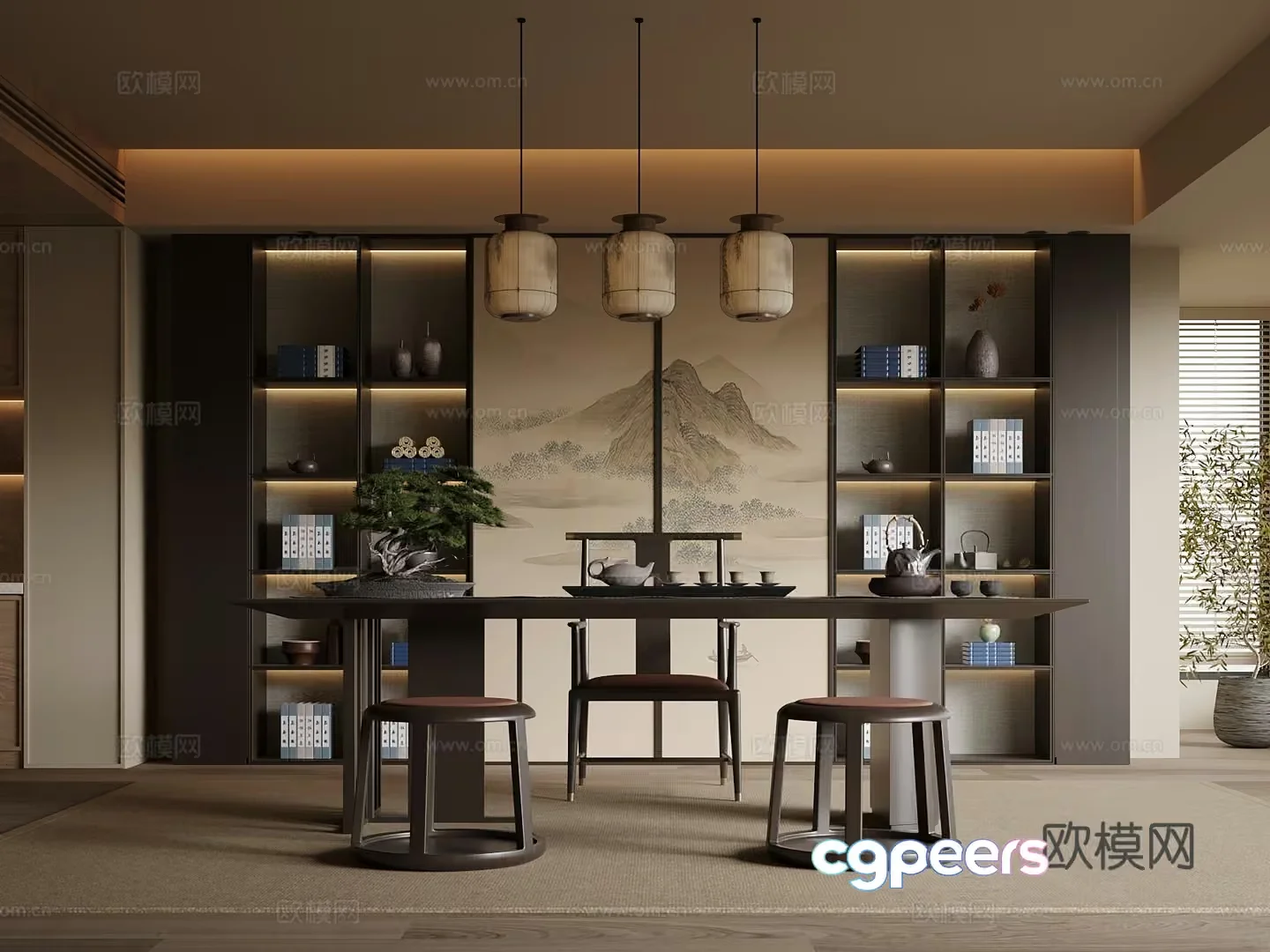 Modern Dining Room 3D Model – 9782 – VRAY Render
