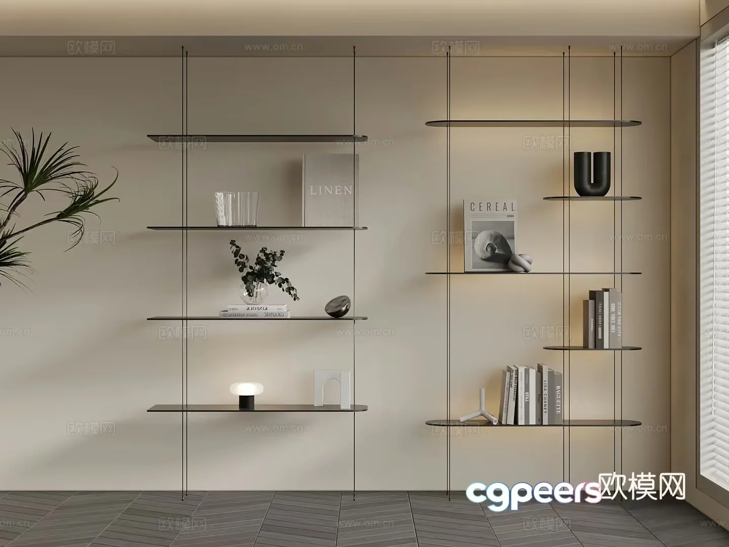 Modern Shelving Unit 3D Model – 14351 – VRAY Render