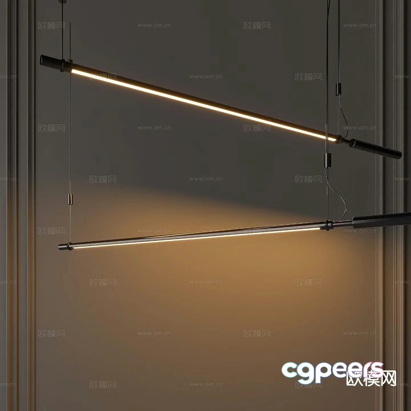 Long chandelier minimalist chandelier 3d model