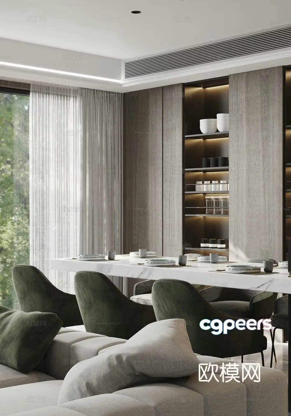Modern dining table and chair 3d model