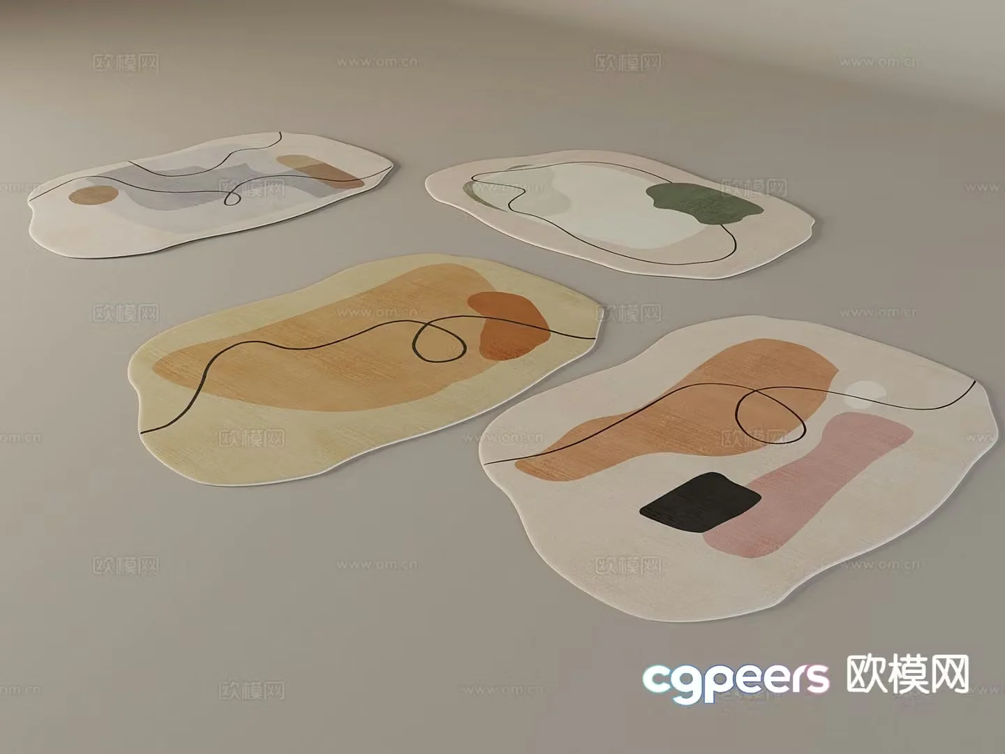 Fabric special-shaped carpet shaped plush carpet 3D model