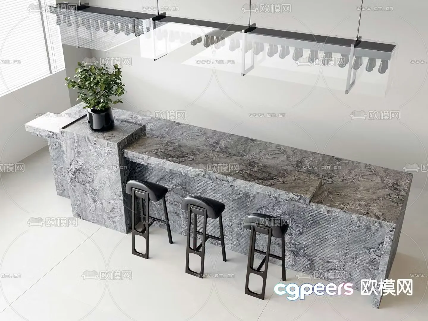Marble bar bar stool 3d model