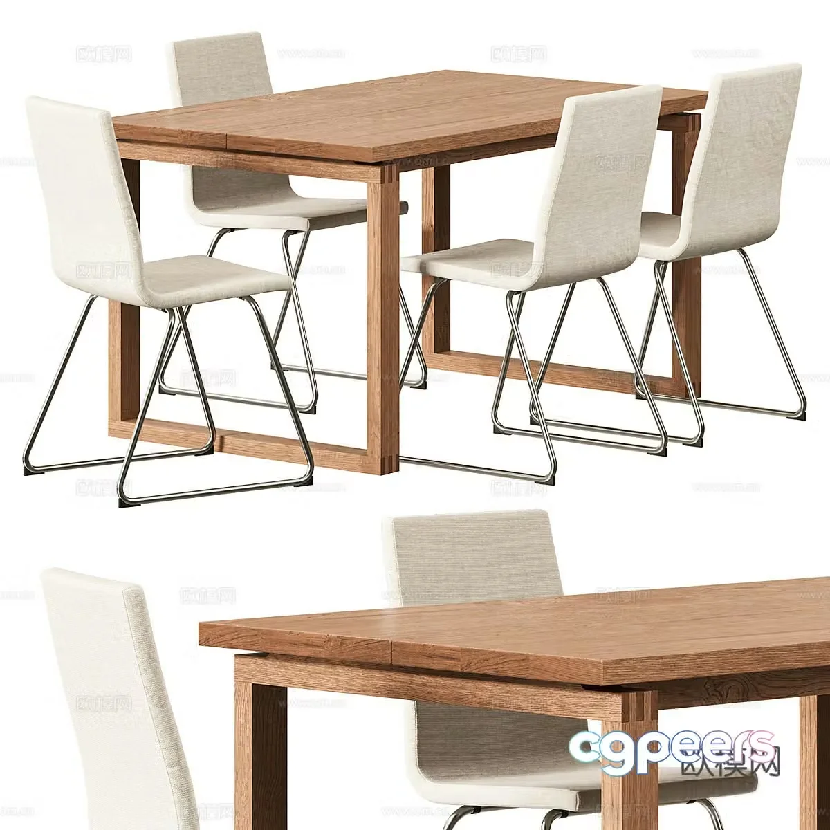 Modern new Chinese dining table and chair 3D model