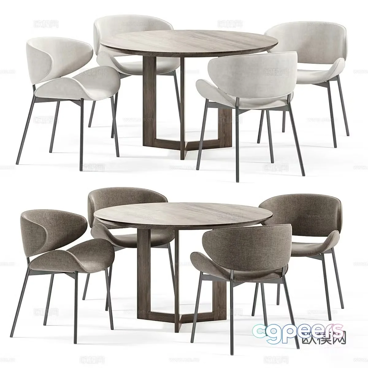 Modern dining table and chair 3d model