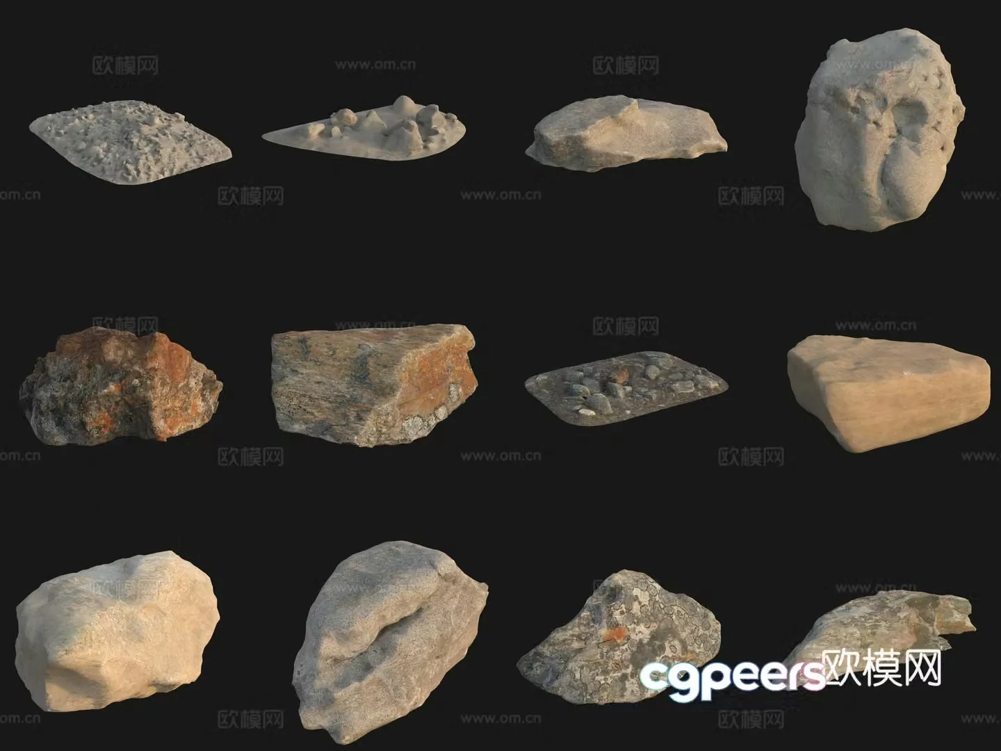 Moss Rock Large Stone Boulder Stone Stack 3D Model