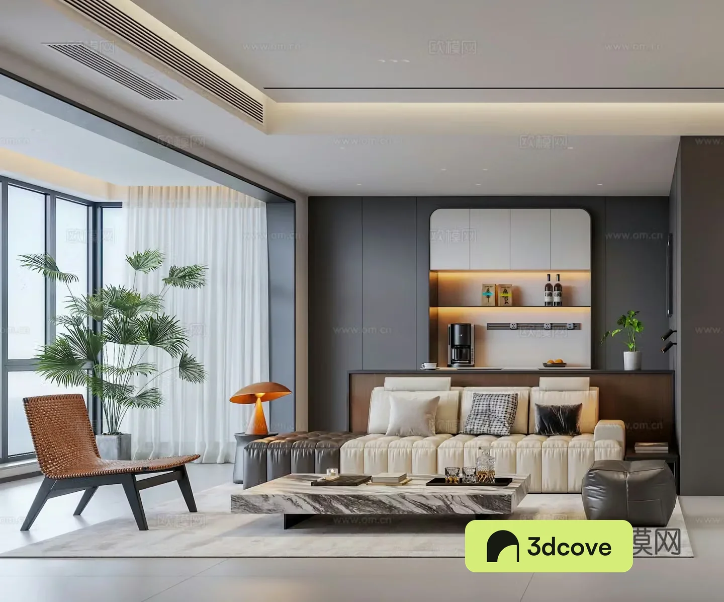 Modern Italian black white and gray living room