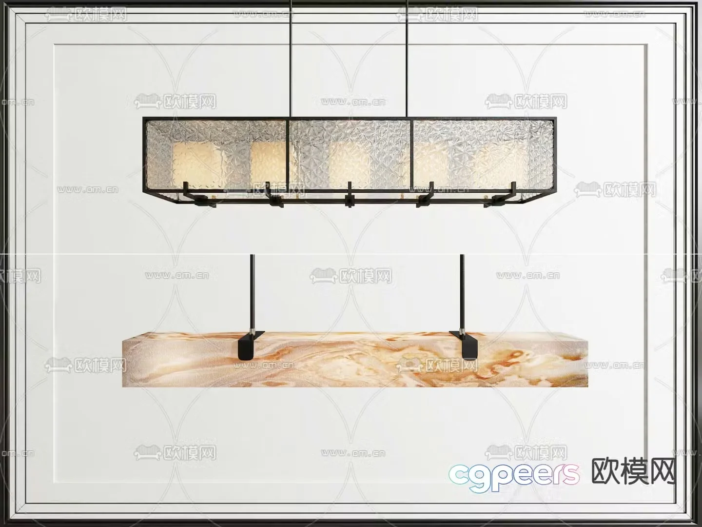 New Chinese Chandelier Marble Chandelier 3D Model