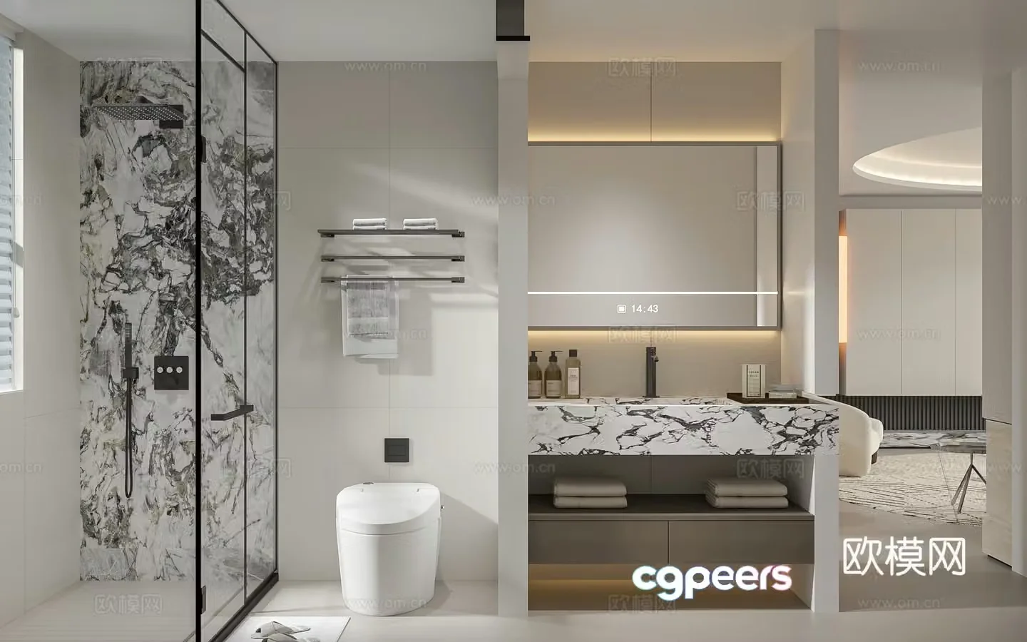 Modern bathroom guest bathroom living room 3d model