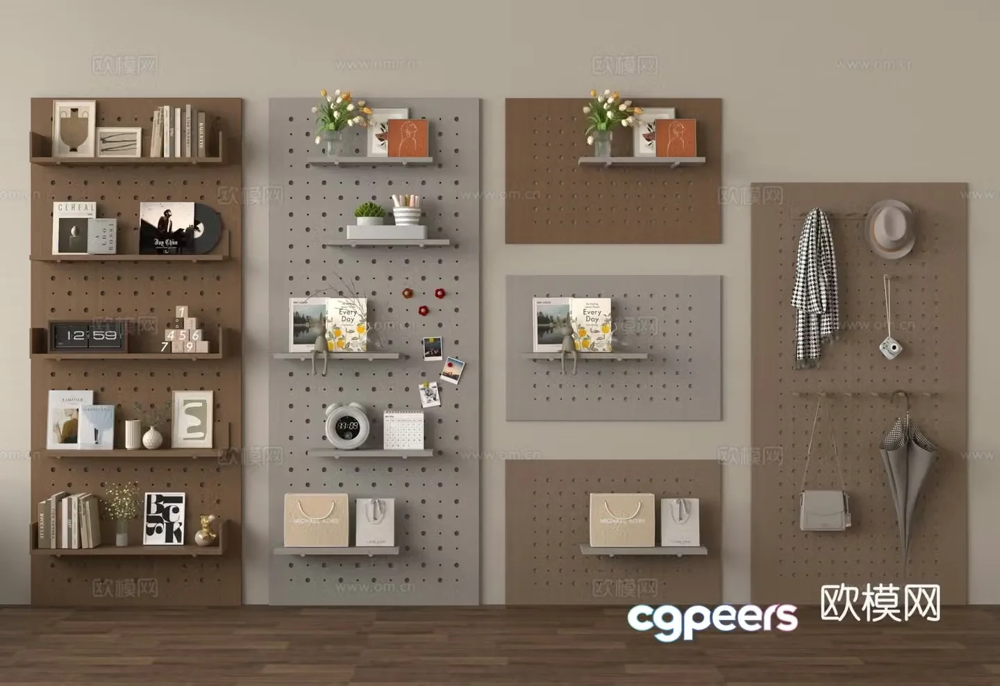 Hole board wall decorative ornaments decoration books 3d model