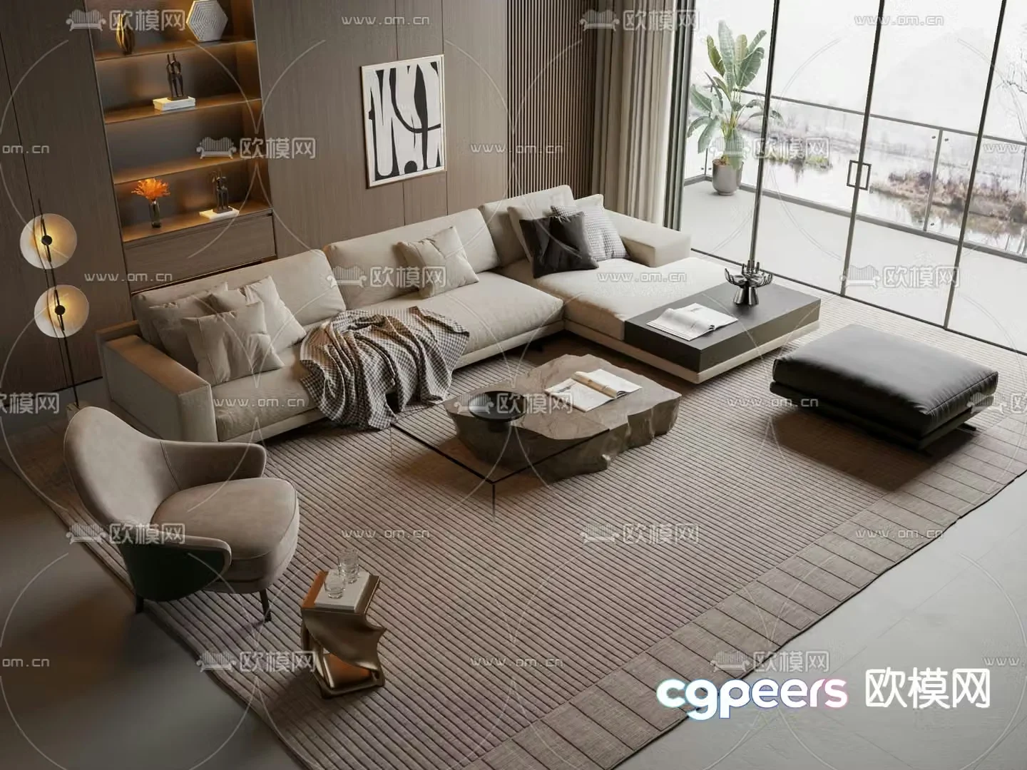 Modern sectional sofa 3d model
