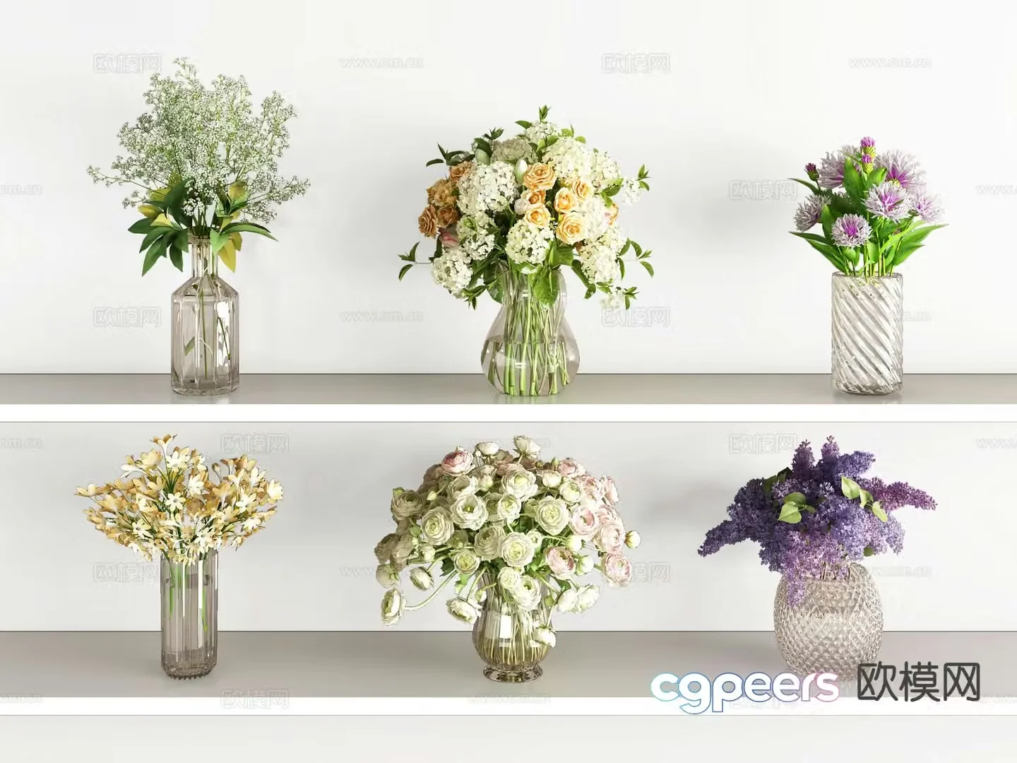 modern vase flowers flower arrangement flowers 3d model