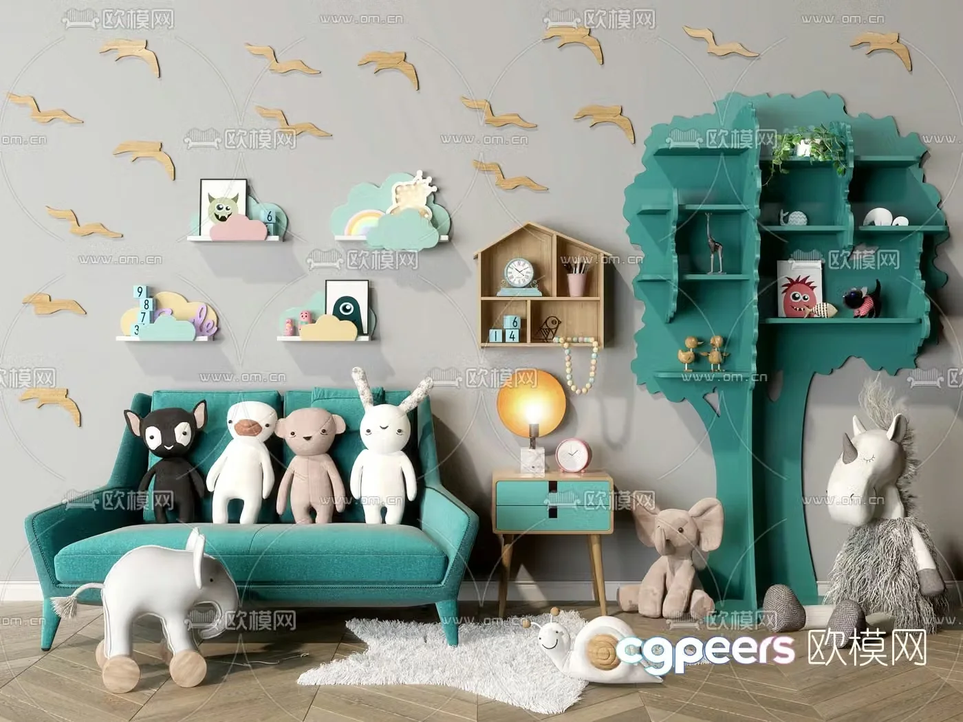 Modern children’s sofa tree cabinet doll doll 3d model