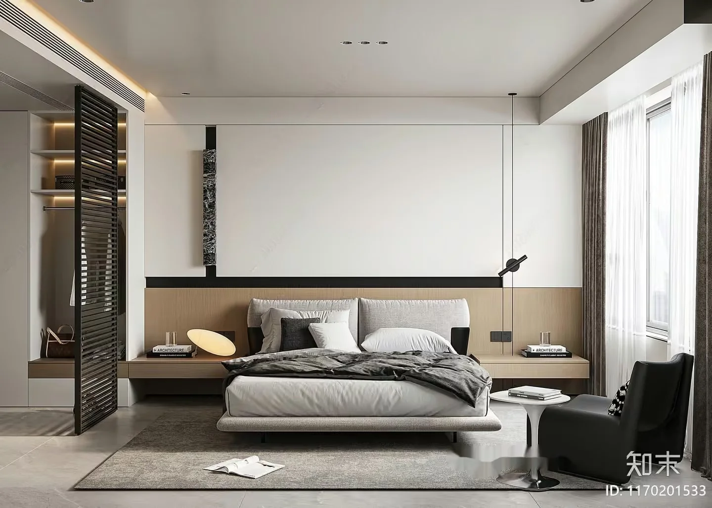 Modern Minimalist Bedroom 3D Model – 10179 – VRAY Render