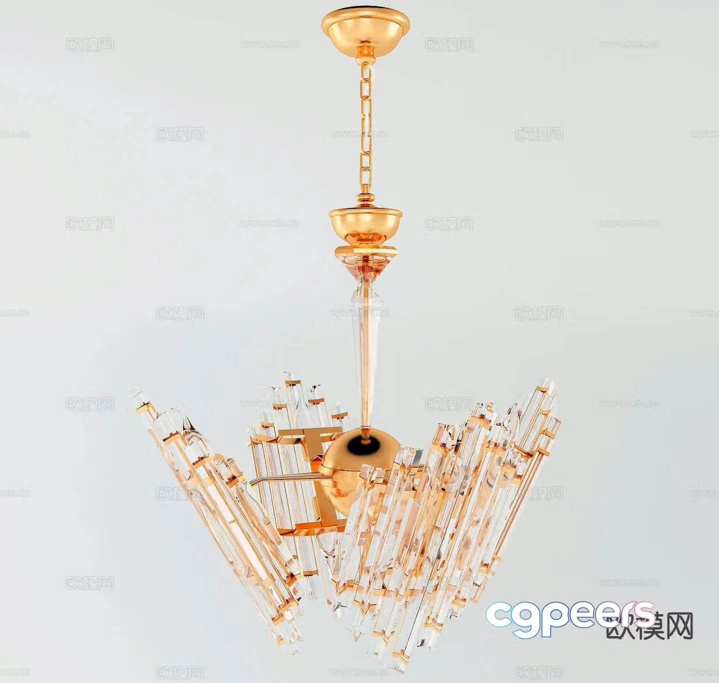 Modern chandelier metal crystal lamp 3d model
