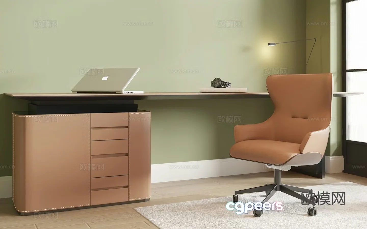 Modern office desk and chair combination 3D model
