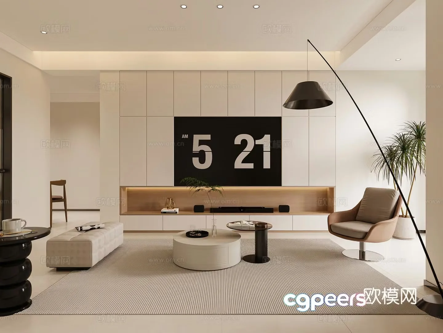 Modern minimalist living room 3d model