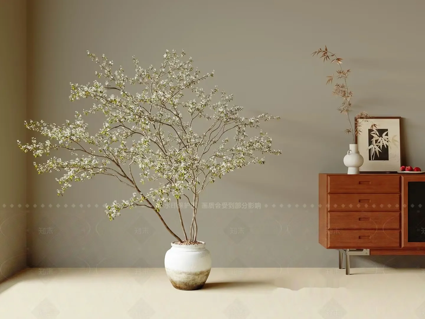 Modern Japanese-Inspired Decor 3D Model – 16060 – VRAY Render