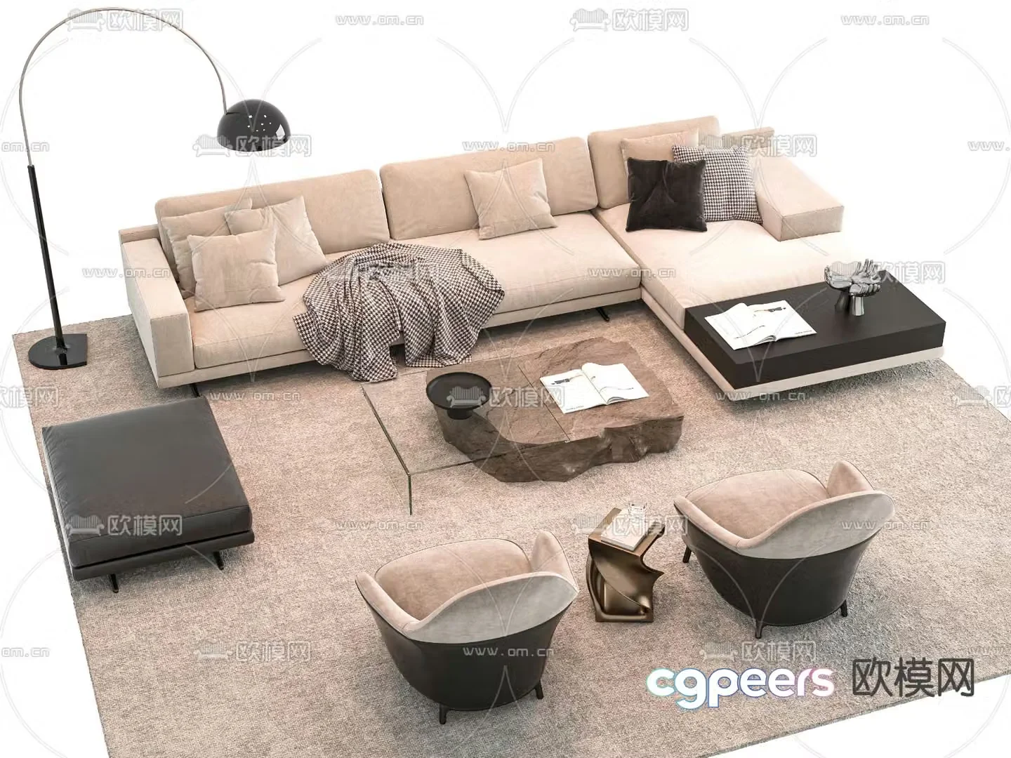 Modern sectional sofa 3d model