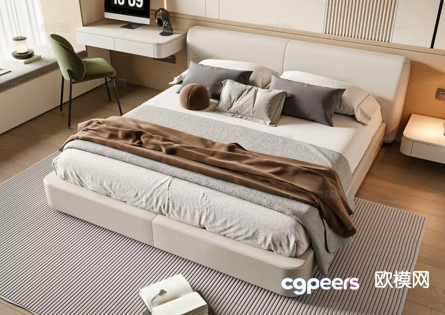 Modern double bed 3d model
