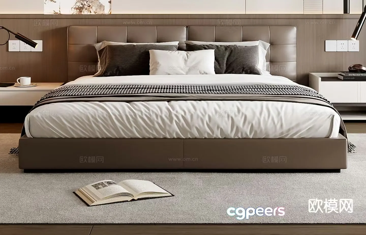 Modern double bed 3d model