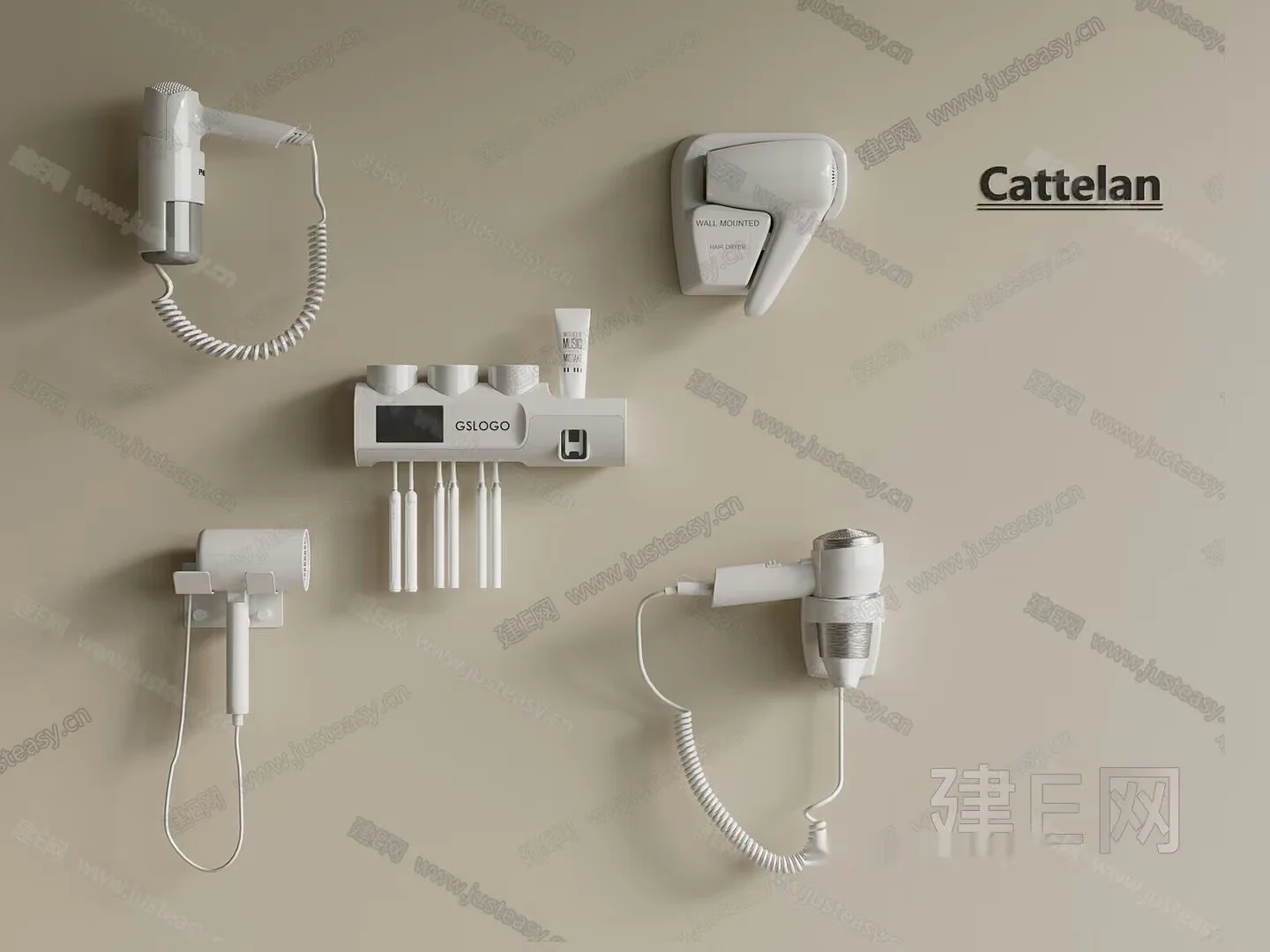 Wall-Mounted Hair Dryers 3D Model – 6735 – VRAY Render