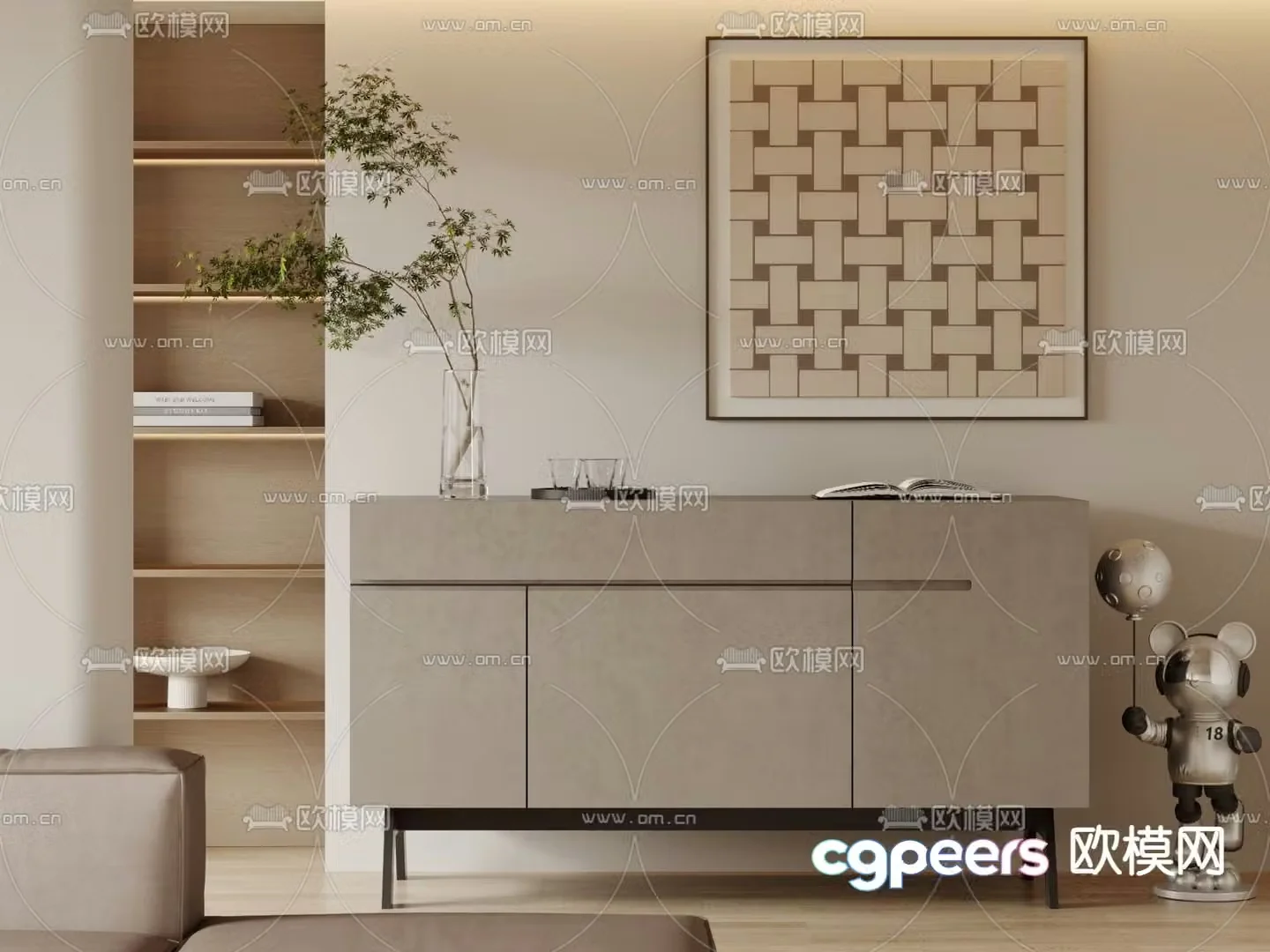 Modern entrance cabinet Duanjing cabinet 3D model