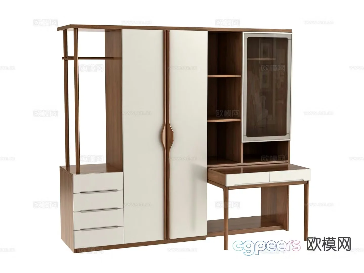 Integrated desk and chair 3d model