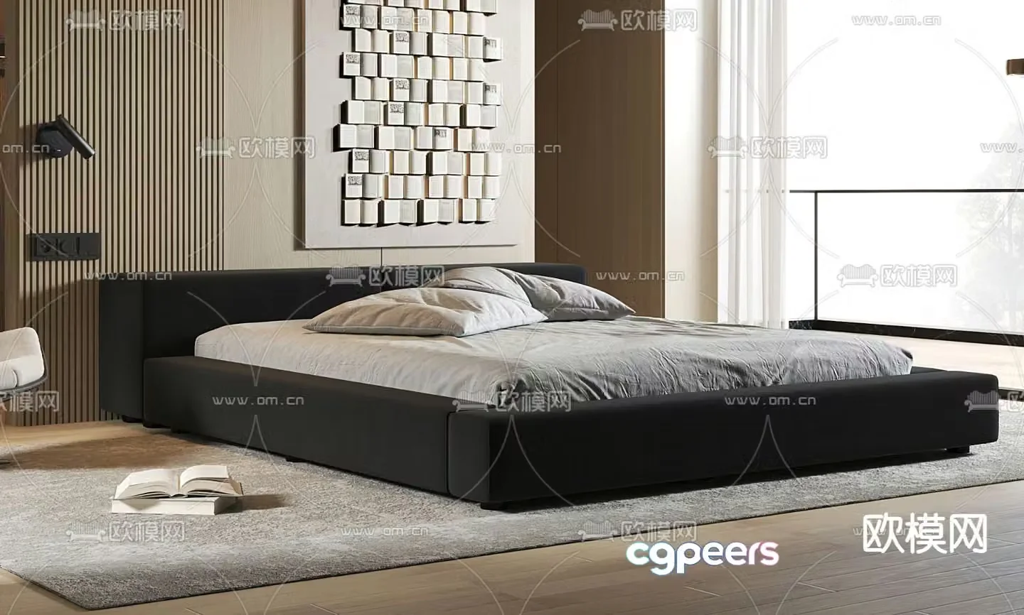 Minotti double bed 3d model