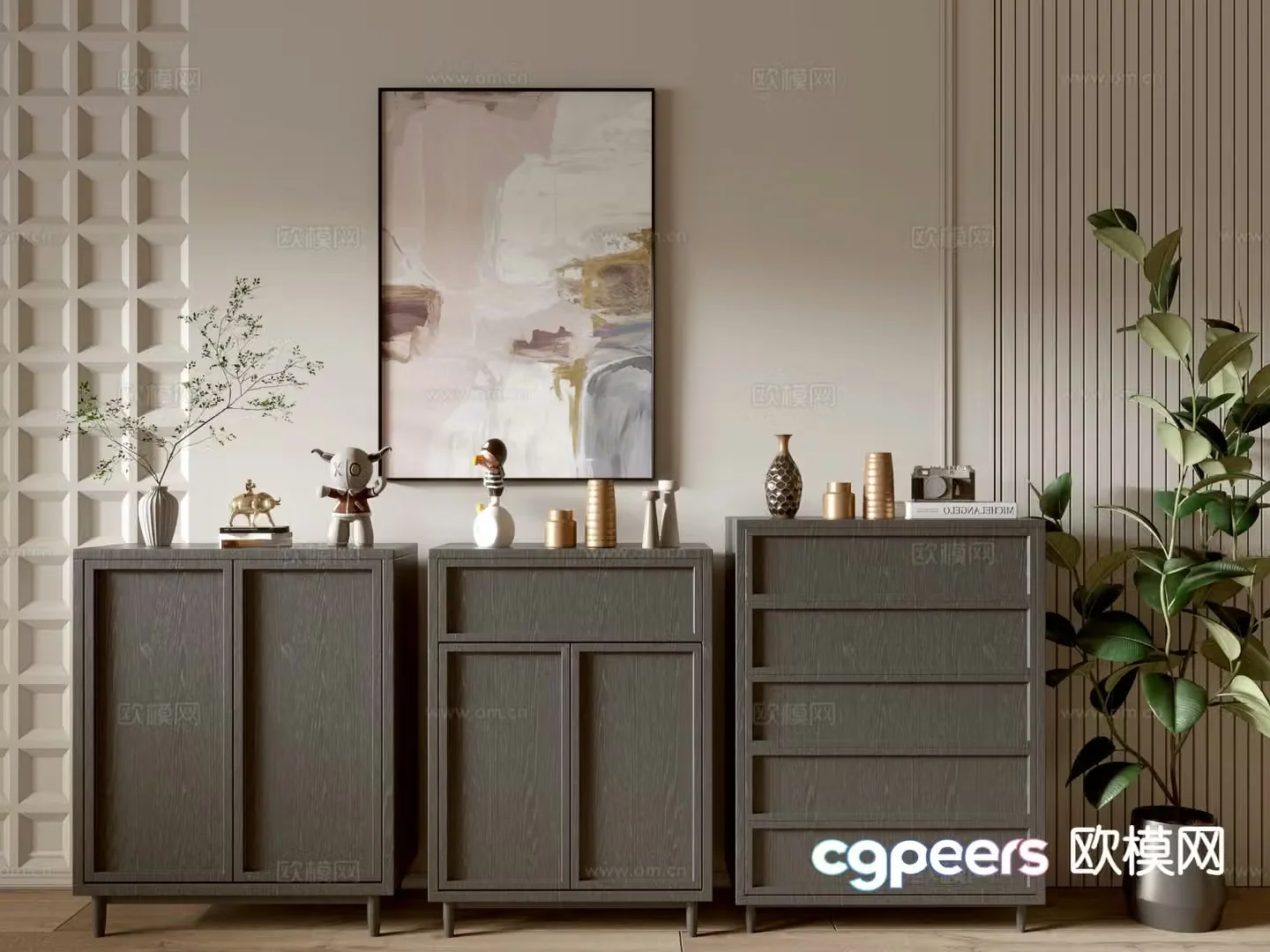 Modern side cabinet entrance cabinet 3d model