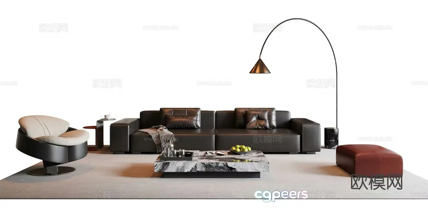 Italian sectional sofa 3d model