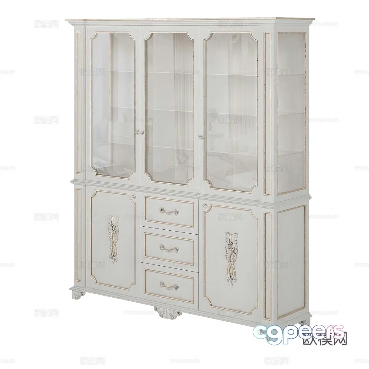 French sideboard wine cabinet 3d model