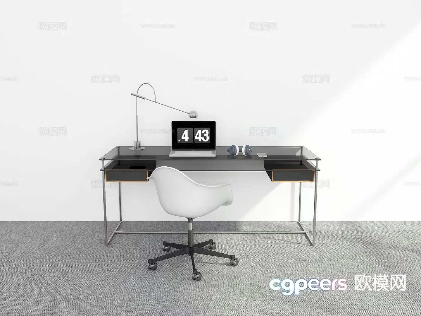 modern desk desk 3d model