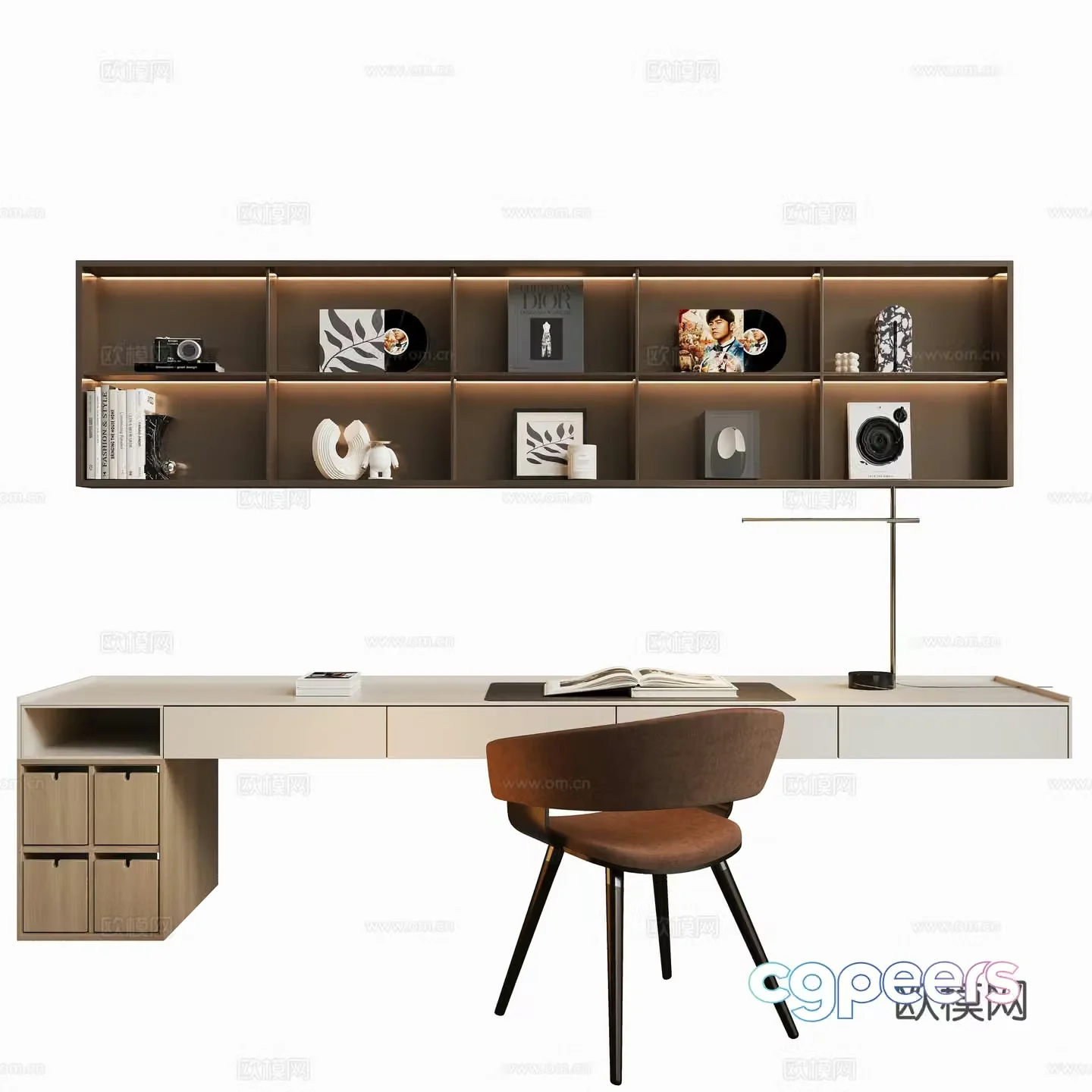 Modern desk and chair 3d model