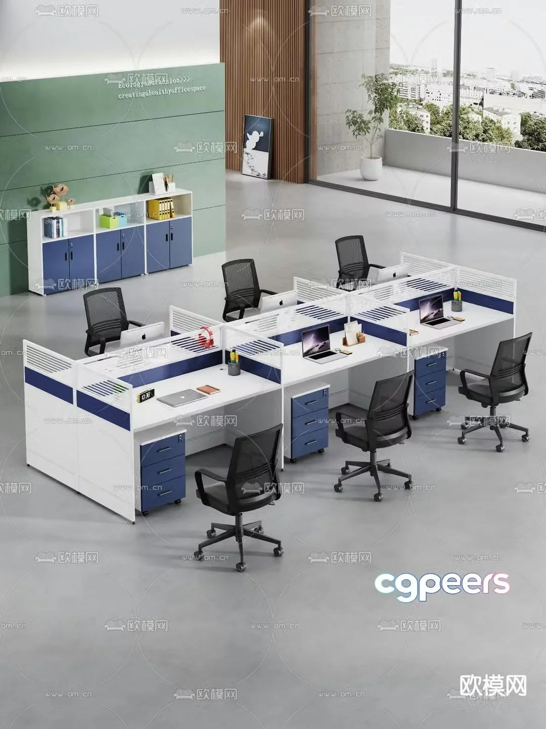 Desk screen card station 3D model