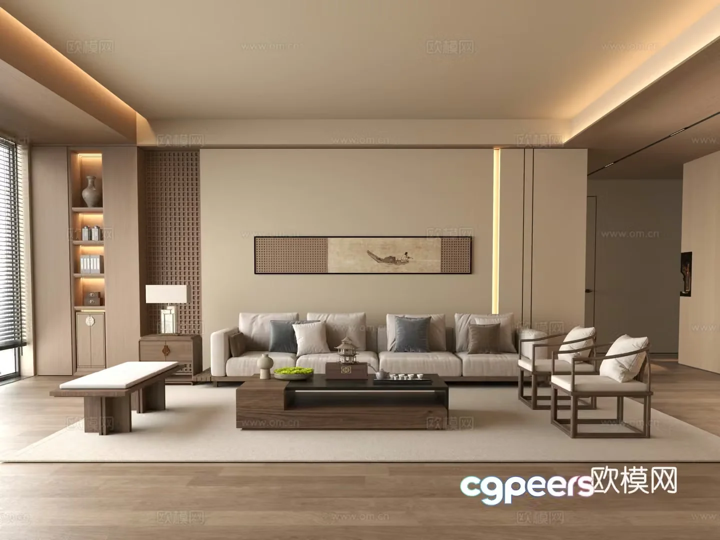 New Chinese style living room Home living room Zen style living room 3d model