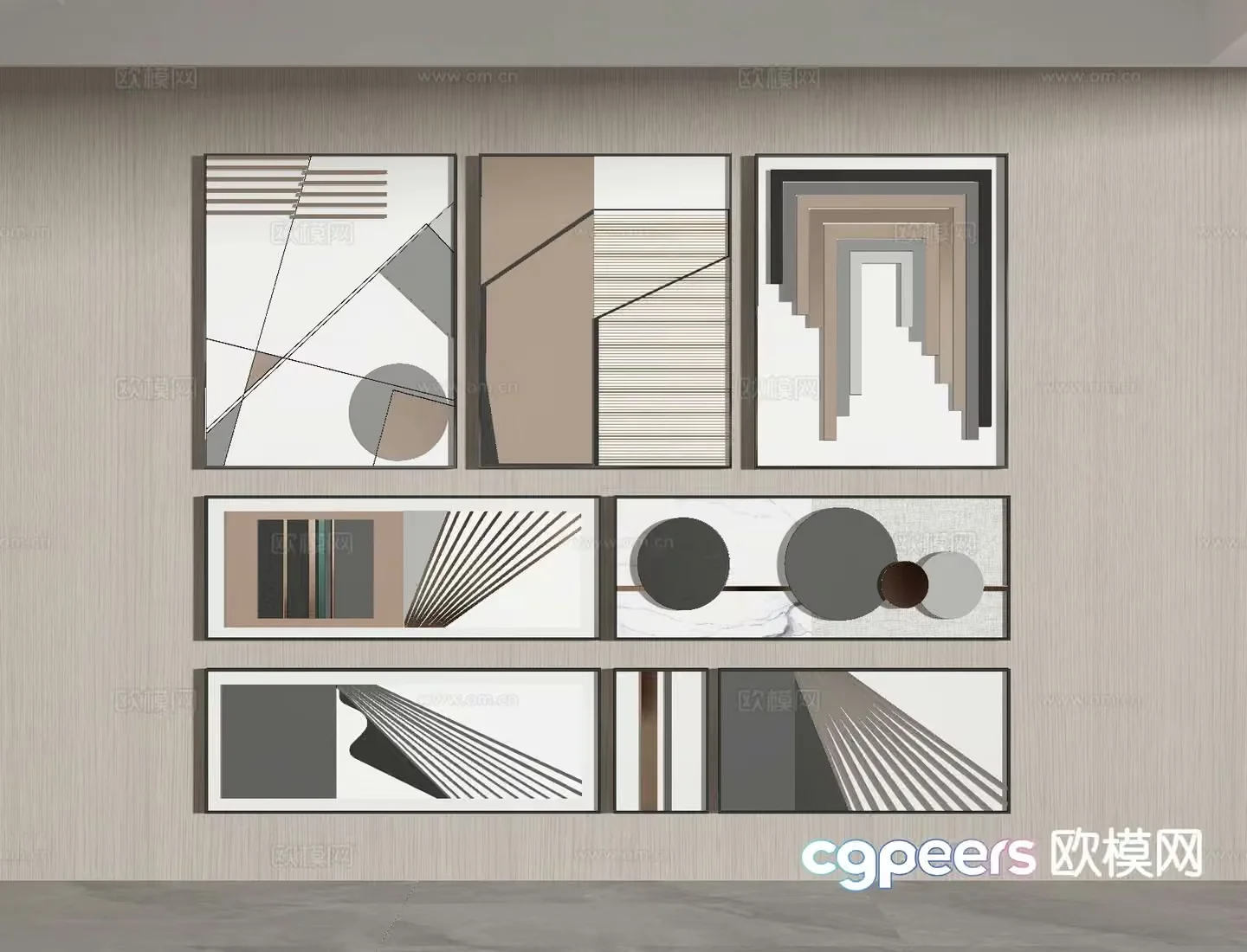 Modern Art Pieces 3D Model – 18489 – VRAY Render